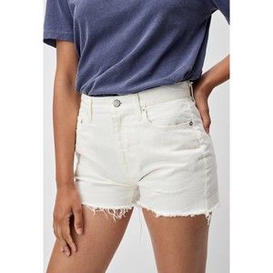 John Elliott Brady Cut Off White 100% Cotton Jean Shorts Size 26 Frayed Hem Hot